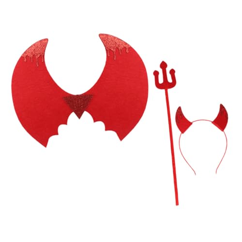 minkissy Teufel Kostüm Rot Teilig mit Teufelshorn Haarreif für Halloween Karneval Cosplay Party Verkleidung von minkissy