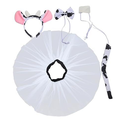 minkissy Tierkostüm Kuh Teiliges mit Stirnband Fliege Rock und Nase für Halloween Karneval Cosplay Party Leicht Detailreich Gestaltet für Kostümpartys und Festlichkeiten von minkissy