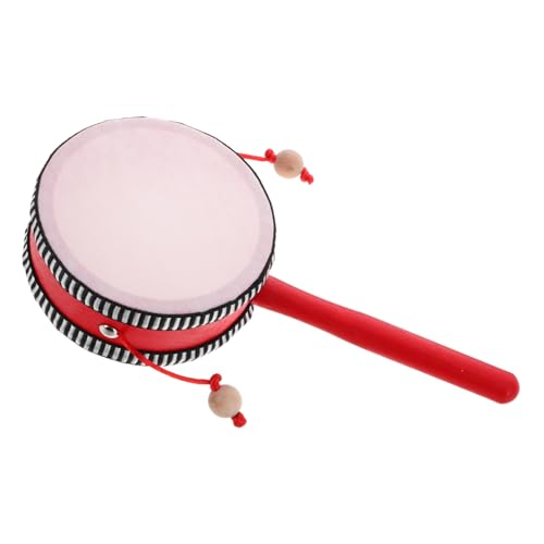 minkissy Traditionelle Kindertrommel Rassel aus Sichere Oberfläche Kindergarten Percussion Instrument Pädagogisches Musikspielzeug zur Rhythmusförderung Drehbare Handtrommel für Junge von minkissy