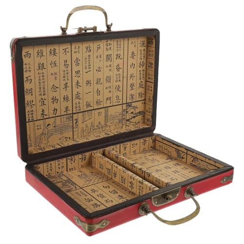 minkissy Tragbarer Mahjong Aufbewahrungsbehälter mit Griff Langlebige PU Mahjong Box für Sicheres Lagern und Transportieren für Zuhause Reisen und Spieleabende von minkissy