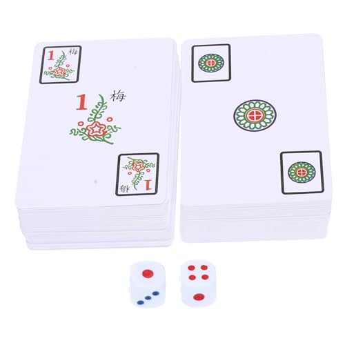 minkissy Tragbares Mahjong Kartenspiel mit Würfeln Leicht und Langlebig Chinesisches Reise Brettspiel für Party Camping Familie und Outdoor Spaß von minkissy