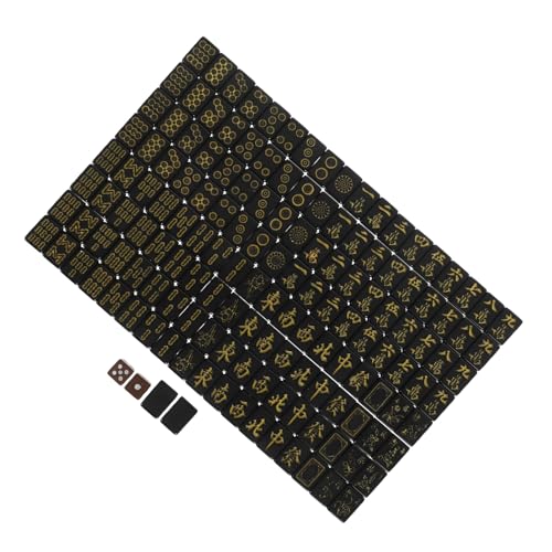 minkissy Tragbares Mahjongspiel aus Melamin mit Würfeln für Familienunterhaltung Kompaktes Brettspiel für Outdoor Aktivitäten und Wohnheime von minkissy
