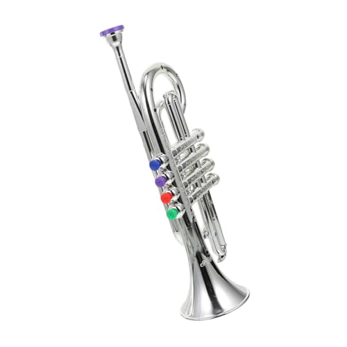 minkissy Trompete aus Kunststoff Musikinstrument für Jungen und Mädchen Leichtes Lerninstrument Silbernes Blasinstrument für Party und Musikspaß von minkissy