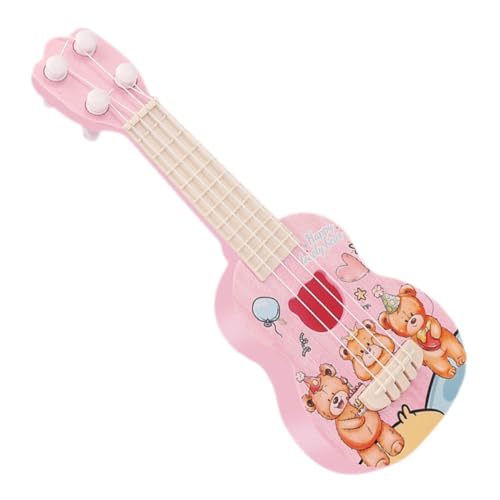 minkissy Ukulele Mini Gitarre aus Robustem Kindgerechtes Musikinstrument mit Niedlichem Bären Design Leicht und Kompakt für Anfänger und Vorschulkinder für Unterwegs und Musikförderung von minkissy