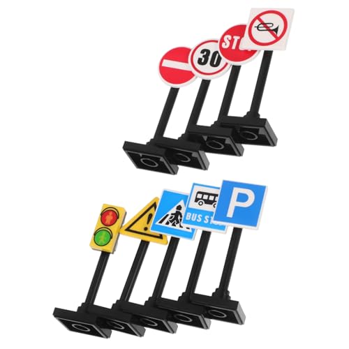 minkissy Verkehrsschilder Spielset mit Elektrischen Ampeln DIY Bausteine für Realistische Straßenverkehrszeichen Fördert Kreatives Rollenspiel und Verkehrssicherheit von minkissy