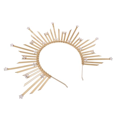 minkissy Vintage Gothic Spike Crown Stirnband Damen Haarschmuck Goldfarbenes Sunburst Headpiece Leichtes Festival Party Cosplay Accessoire für Halloween Hochzeit Abendveranstaltungen von minkissy