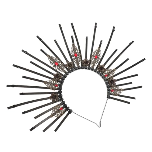minkissy Vintage Heiligenschein Stirnband Damen Haarreif Leichtgewichtiger Kopfschmuck für Halloween Cosplay Party mit Strassverzierung und Komfortabler Passform von minkissy