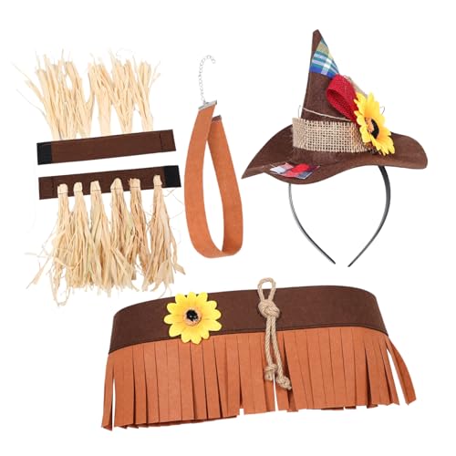 minkissy Vogelscheuchen-Stirnband Strohhüte für Männer Strohkostüm Halloween-Strohhüte Vogelscheuchenkostüm für Mädchen Strohverzierung Vogelscheuche Kostümhut Schreckenskreuzkostüm gefühlt von minkissy