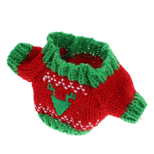 minkissy Weicher Mini-Pullover für Puppen Festliches Weihnachtsdesign mit Rotem und Grünem Dreiecksmuster Kuscheliges Plüschmaterial zum Ankleiden von Puppen Vielseitige Puppenkleidung für von minkissy