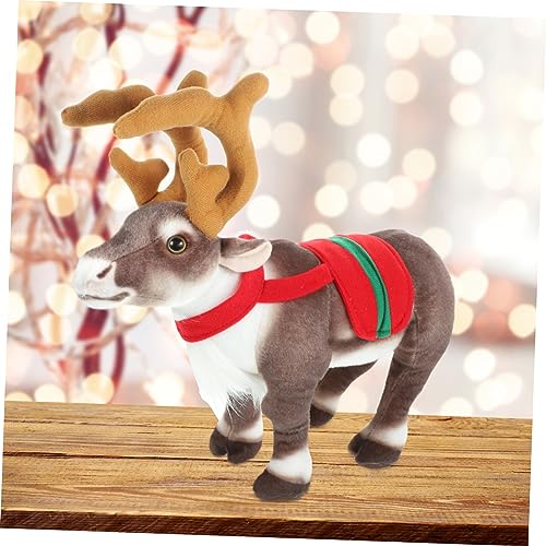 minkissy Weiches Weihnachtsplüschtier Rentier Kuscheliges Elch Stofftier als Xmas Deko Niedliches Hirsch Tierfigur für Sofa Regal von minkissy