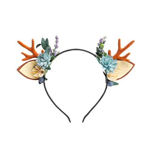 minkissy Weihnachten Geweih Stirnband Rentier Geweih Haarreif Stirnband Elk Ohren Haar Hoop Kopfschmuck Weihnachten Cosplay Kostüm für Frauen Mädchen von minkissy