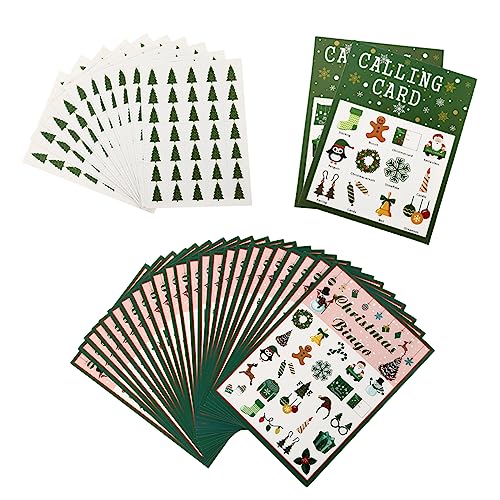 minkissy Weihnachtliche Bingo Spielkarten aus Hochwertigem Papier Quadratisch Spieler Langlebig Farbecht für Festliche Partyspiele und Teamaktivitäten für Weihnachtsfeier Zufällige Farbe von minkissy