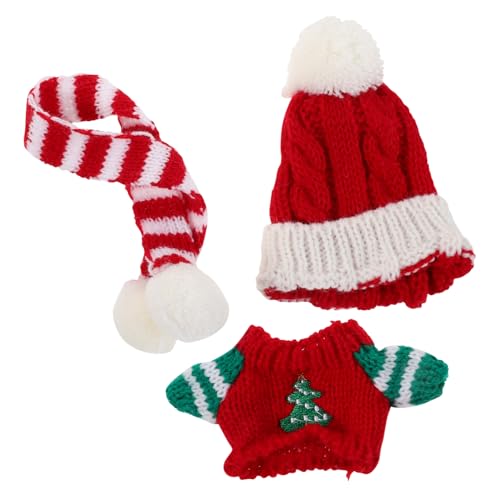 minkissy Weihnachts Puppenoutfit Plüschkleidung mit Pullover Schal und Mütze Weihnachtliches Kuscheltier Kostüm für Dekoration Kindgerechtes für Eltern Junge Mädchen Interaktion von minkissy