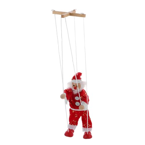 minkissy Weihnachtsmann Marionette Holzpuppe mit Zugfaden Interaktives Kinderspielzeug aus Natürlichem Holz und Lustige Weihnachtsdeko für Dekorativ für Wohnzimmer und Festtage von minkissy