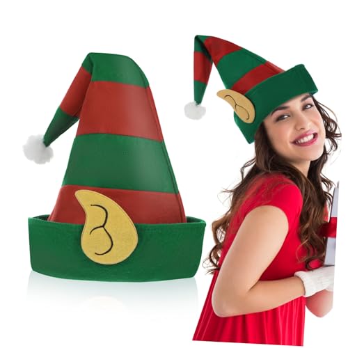 minkissy Weihnachtsmütze Erwachsene aus Leichtem Vlies mit Klassischem Streifendesign Komfortabel Rutschfest für Weihnachtsfeiern Nikolauskostüm und Festliche Partys von minkissy