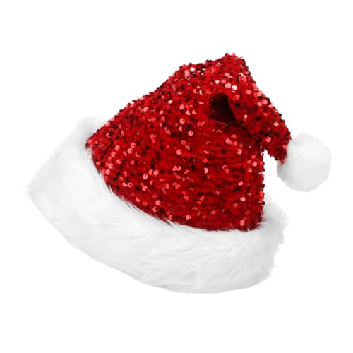minkissy Weihnachtsmütze Santa Hat Doppellagig mit Glitzer Pailletten Kuscheligem Plüschrand Rote Festliche Mütze für Erwachsene Weihnachtsfeier und Neujahrsfeiern von minkissy