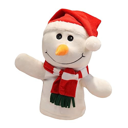 minkissy Weißer Weihnachts Schneemann Fingerpuppe aus PP Baumwolle Kuscheliges Plüschtier für Eltern Junge Mädchen Spiel Niedliches Interaktives Puppenspielzeug von minkissy