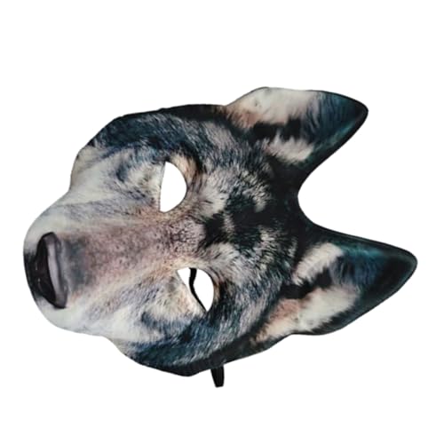 minkissy Wolfsmaske Wolf Kostüm Halloween-Tiermaske Bärenmaske tierische Realistische Fuchsmaske pelzige Regenmaske Fuchs Halbmasken Eva Grey von minkissy