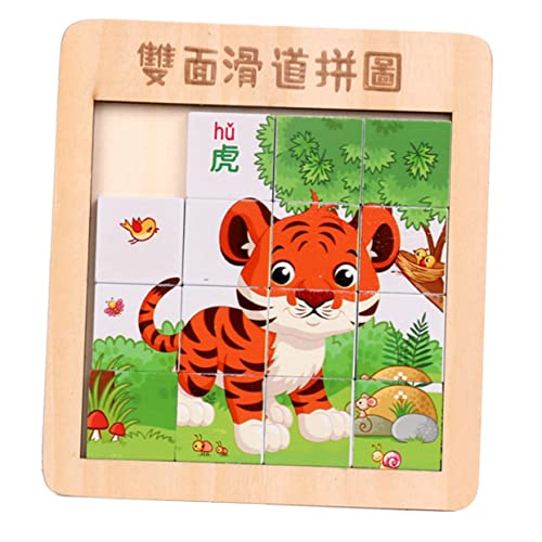 minkissy Wooden Puzzle Handgeschliffenes Schiebepuzzle für Jungen und Mädchen Pädagogisches Holzspielzeug für Kreative Entwicklung Zufälliger Stil von minkissy