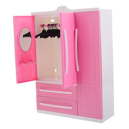 minkissy -puppenschrank Spielschrank Kleidungsorganisator Für Puppen Puppenhaus Kleiderschrank Miniaturmöbel Mini-kleiderbügel Schrank Für Puppenmöbel Puppenbekleidungsbügel Plastik von minkissy