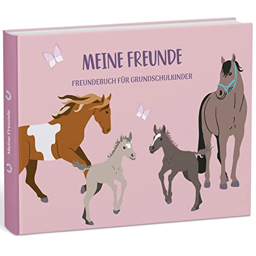 mintkind® „Meine Schulfreunde“ Freundebuch Schule Mädchen und Jungen Pferde Design | Freundschaftsbuch Grundschule | Meine Freunde Buch Geschenk zur Einschulung | Schulfreundebuch zum Ausfüllen von mintkind