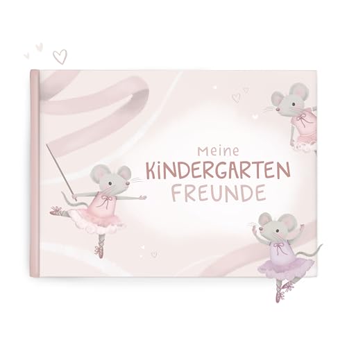 mintkind® Freundebuch Kindergarten – Freundschaftsbuch Ballerina mit 80 Seiten zum Ausfüllen – Für Mädchen – Meine Kindergartenfreunde Buch von mintkind