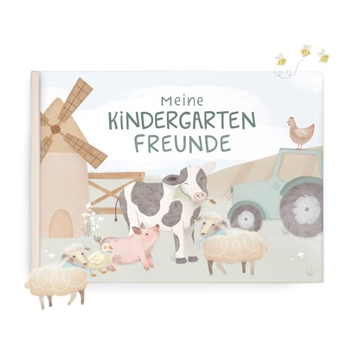 mintkind® Freundebuch Kindergarten – Freundschaftsbuch Bauernhof mit 80 Seiten zum Ausfüllen – Für Jungen und Mädchen – Meine Kindergartenfreunde Buch von mintkind