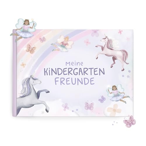 mintkind® Freundebuch Kindergarten – Freundschaftsbuch Einhorn mit 80 Seiten zum Ausfüllen – Für Mädchen – Meine Kindergartenfreunde Buch von mintkind