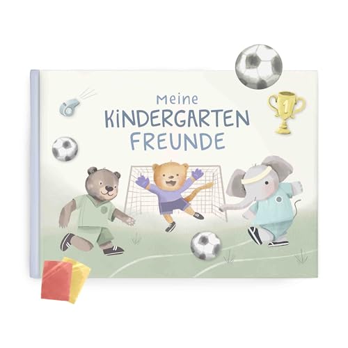 mintkind® Freundebuch Kindergarten – Freundschaftsbuch Fußball mit 80 Seiten zum Ausfüllen – Für Jungen und Mädchen – Meine Kindergartenfreunde Buch von mintkind