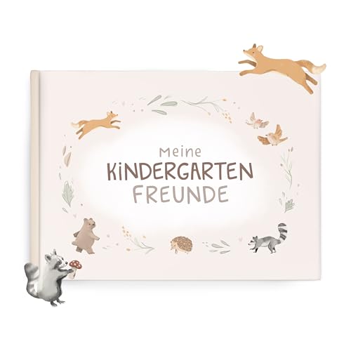 mintkind® Freundebuch Kindergarten – Freundschaftsbuch Waldtiere Aquarell mit 80 Seiten zum Ausfüllen – Für Jungen und Mädchen – Meine Kindergartenfreunde Buch von mintkind