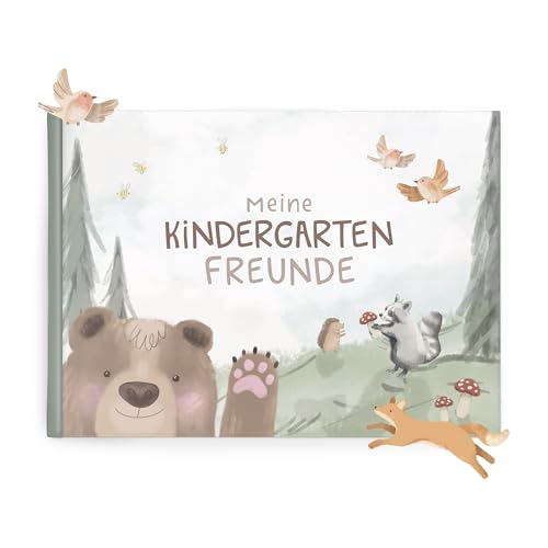 mintkind® Freundebuch Kindergarten – Freundschaftsbuch Waldtiere mit 80 Seiten zum Ausfüllen – Für Jungen und Mädchen – Meine Kindergartenfreunde Buch von mintkind