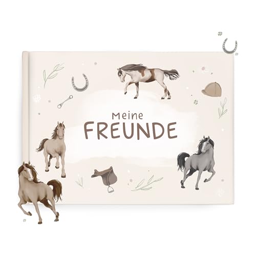 mintkind Freundebuch Pferde – Schulfreundebuch für Mädchen mit 80 Seiten, liebevoll illustriert, Hardcover – Geschenk zur Einschulung von mintkind