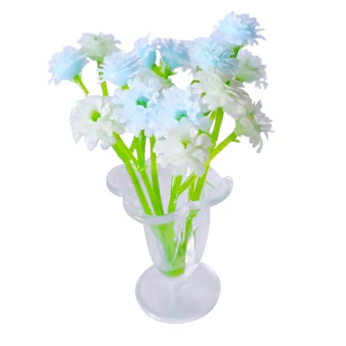 1:12 Miniatur-Topfblume mit Vase, blaues Puppenhaus-Dekor für Feengarten und Modellszenen 1:12 Miniatur-Topfblume mit Vase, blaues Puppenhaus-Dekor für Feengarten und Modellszenen von misppro