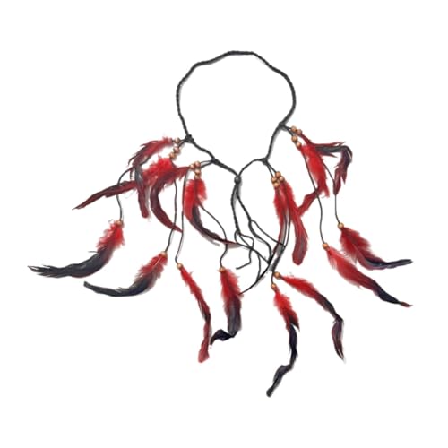 Böhmisches Feder-Stirnband, indisches Haar-Accessoire für Cosplay, Kostüm, Maskeraden, Rot Böhmisches Feder-Stirnband, indisches Haar-Accessoire für Cosplay, Kostüm, Maskeraden, Rot von misppro