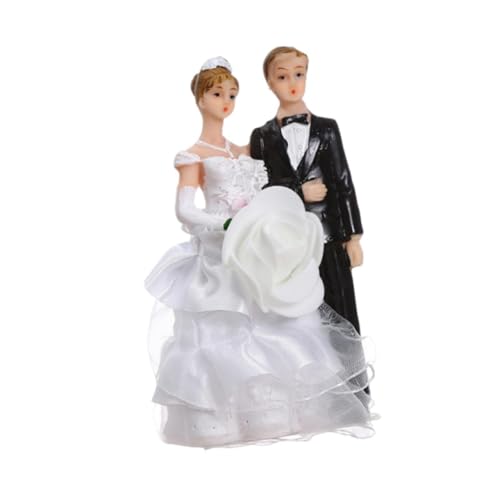 Hochzeitstortenaufsatz, Brautpaar Kuchendekoration, Skulptur mit weißen Netzschleiern, romantische Paarstatue für Schreibtisch, Hochzeit, Party, 6 x 4 x 11 cm, Stil B Hochzeitstortenaufsatz, Brautpaar Kuchendekoration, Skulptur mit weißen Netzschleiern, romantische Paarstatue für Schreibtisch, Hochzeit, Party, 6 x 4 x 11 cm, Stil B von misppro