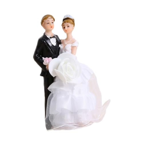 Hochzeitstortenaufsatz, Brautpaar mit weißen Netzschleiern, Ornament, Kuchendekoration für Jubiläen, Stil A von misppro