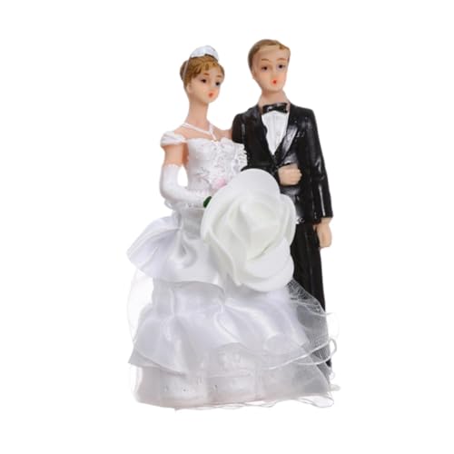 Hochzeitstortenaufsatz, Brautpaar mit weißen Netzschleiern, Ornament, Kuchendekoration für Jubiläen, Stil B von misppro