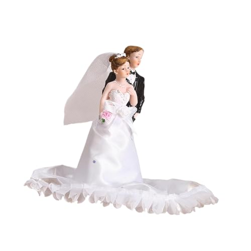 Hochzeitstortenfigur, Braut und Bräutigam, Kunstharz, Miniatur-Paar, Kuchendekoration, Dekoration für Jahrestag, 6 x 4,4 x 13 cm - A von misppro