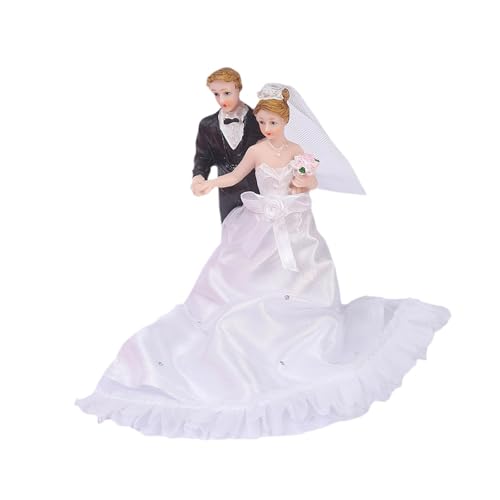 Hochzeitstortenfigur, Braut und Bräutigam, Kunstharz, Netz, Miniatur-Szene, Menschenpaar, Statue, Tortenaufsatz, 6 x 4,4 x 13 cm, B von misppro