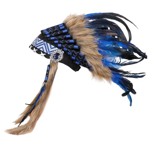 Indischer Kopfschmuck, Kopfschmuck für Maskerade, Festival, Rollenspiel, Kostümzubehör, Blau Indischer Kopfschmuck, Kopfschmuck für Maskerade, Festival, Rollenspiel, Kostümzubehör, Blau von misppro