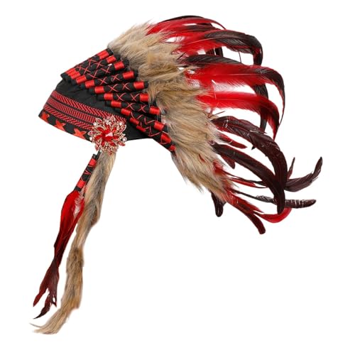 Indischer Kopfschmuck, Kopfschmuck für Maskerade, Festival, Rollenspiel, Kostümzubehör, Rot Indischer Kopfschmuck, Kopfschmuck für Maskerade, Festival, Rollenspiel, Kostümzubehör, Rot von misppro