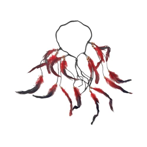 Indisches Feder-Stirnband, Haarband für Fasching, Festival, Kostüm, Maskeraden, böhmisches Tribal-Accessoire, Rot Indisches Feder-Stirnband, Haarband für Fasching, Festival, Kostüm, Maskeraden, böhmisches Tribal-Accessoire, Rot von misppro