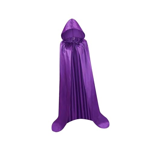 Kapuzen-Tüll-Umhang für Erwachsene, Langer Waschbarer Weicher Umhang für Halloween, Vampir, Karneval, Zauberer Kostüm, Weiß- Lila 170cm Kapuzen-Tüll-Umhang für Erwachsene, Langer Waschbarer Weicher Umhang für Halloween, Vampir, Karneval, Zauberer Kostüm, Weiß- Lila 170cm von misppro
