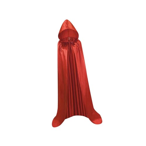 Kapuzen-Tüll-Umhang für Erwachsene, Langer Waschbarer Weicher Umhang für Halloween, Vampir, Karneval, Zauberer Kostüm, Weiß- Rot 170cm Kapuzen-Tüll-Umhang für Erwachsene, Langer Waschbarer Weicher Umhang für Halloween, Vampir, Karneval, Zauberer Kostüm, Weiß- Rot 170cm von misppro