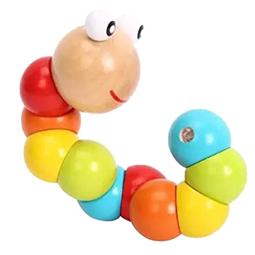 Mehrfarbige Holz-Raupe, verdrehter Wurm, Baby-Kinderspielzeug von misppro