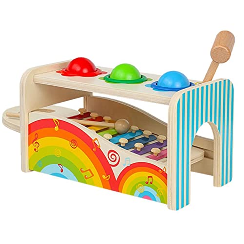Rainbow Wooden 8 Notes Octave Xylophon Piano & Ball Hammering 2-in-1 Play von misppro