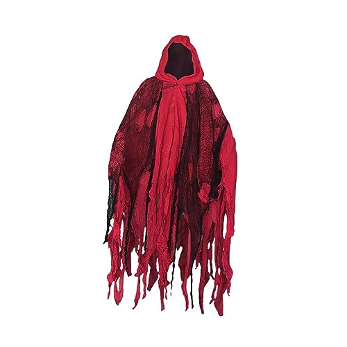 Sensenmann-Kostüm-Set, Halloween-Kapuzenumhang mit Kapuze, Cosplay-Kostüm für Maskerade, Party, Foto-Requisiten, Rot Sensenmann-Kostüm-Set, Halloween-Kapuzenumhang mit Kapuze, Cosplay-Kostüm für Maskerade, Party, Foto-Requisiten, Rot von misppro