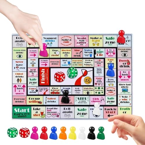 Trinkbrettspiele für Erwachsene – Gummimatte Partyspiel-Set mit lustigen und herausfordernden Trinkspielen, perfekt für Spieleabend, Junggesellinnenabschiede, gesellschaftliche Veranstaltungen und von misppro