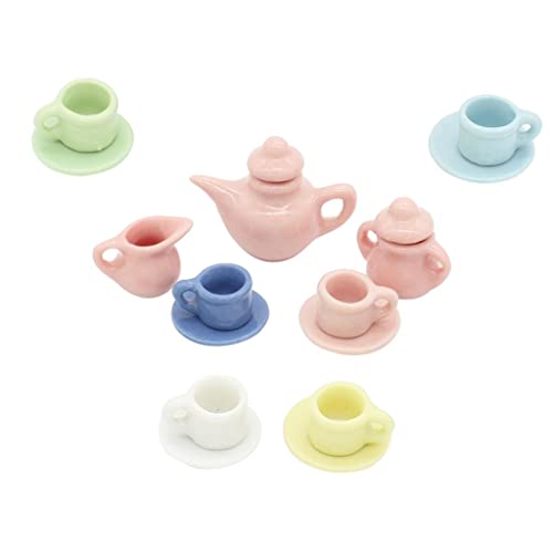 misppro 1/12 Puppenhaus Miniatur Esszimmer Ware Porzellan Geschirr/Tasse/Teller Tee Set 9pcs von misppro