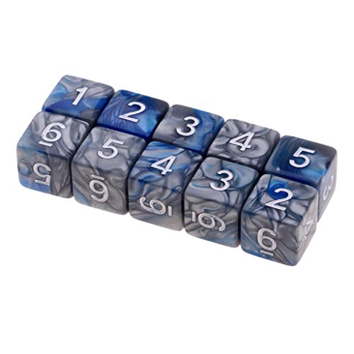 misppro 10 Stück mehrseitiges Set mit 10 D6 D&D Role Grey Würfeln für Gaming und Mathematik von misppro